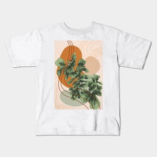 Mid Century Modern Fiddle Leaf Fig, Abstract Botanical Illustration Kids T-Shirt